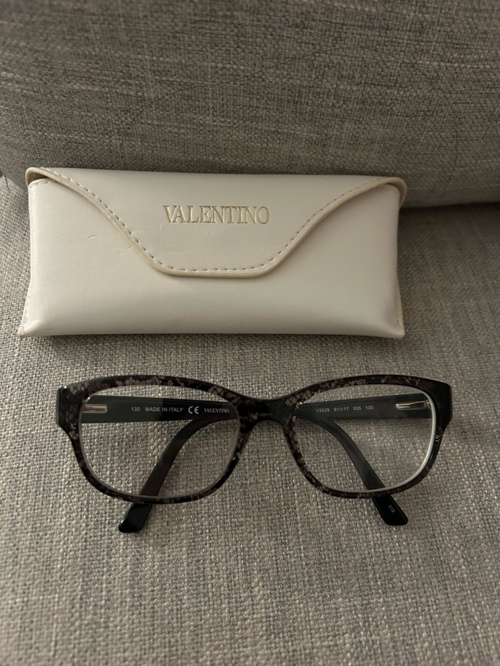 Valentino Cream Case with Black Tortoiseshell Glasses
